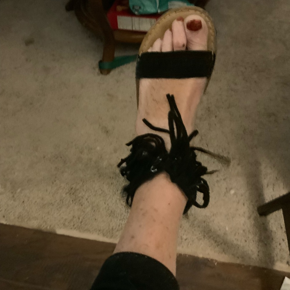 Minnetonka Black Espadrille Sandals
